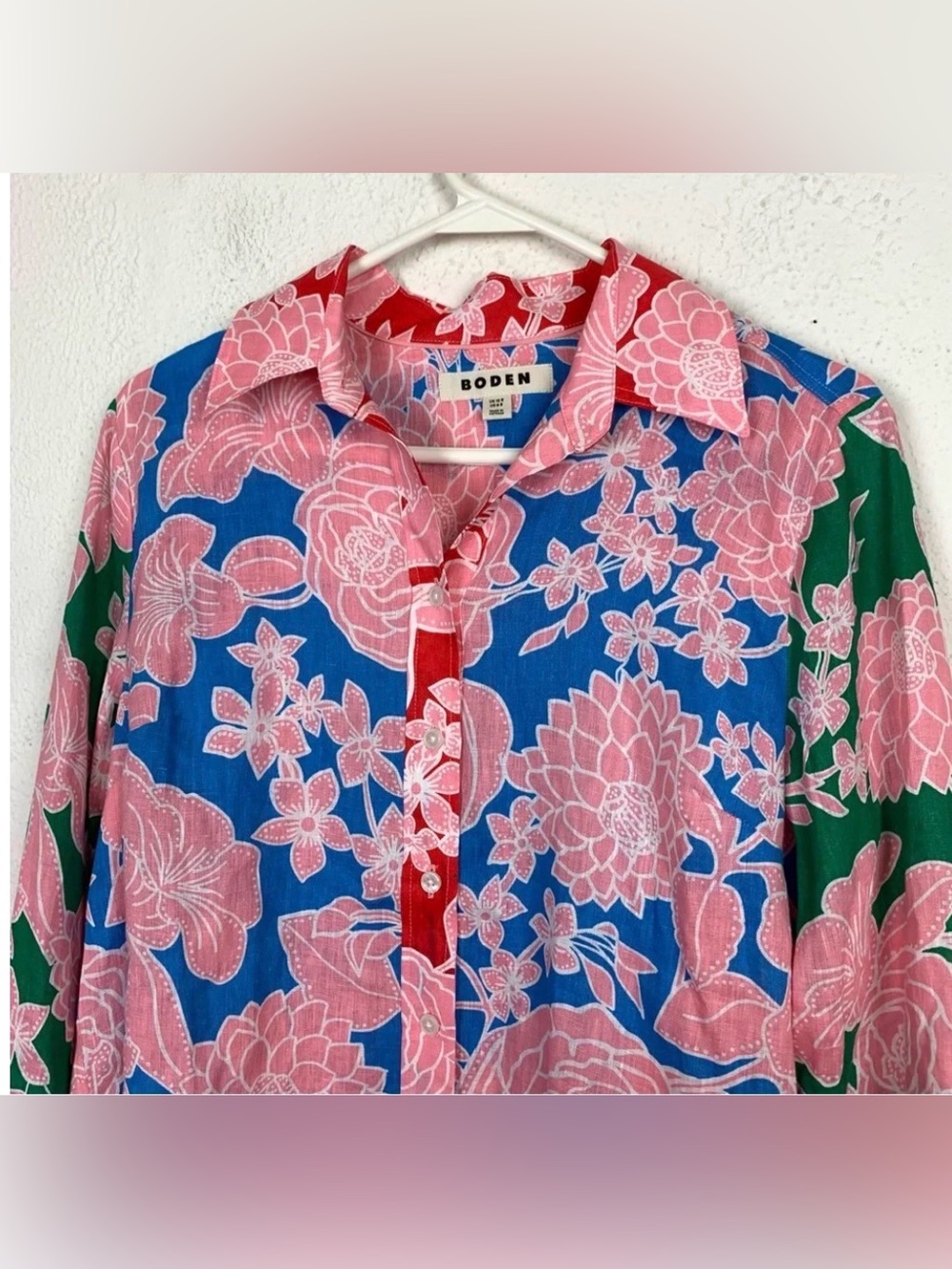 NWOT-Boden Blue Sienna Linen Shirt size 8 colorful lightweight - Picture 8 of 9